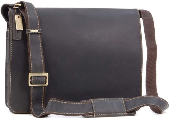 VISCONTI - Laptop Messenger Shoulder Bag - 13 to 14 Inch Laptop Bag - Hunter Leather - Office Work Organiser Bag - Multiple Pockets - 18548 - HARVARD - Oil Brown