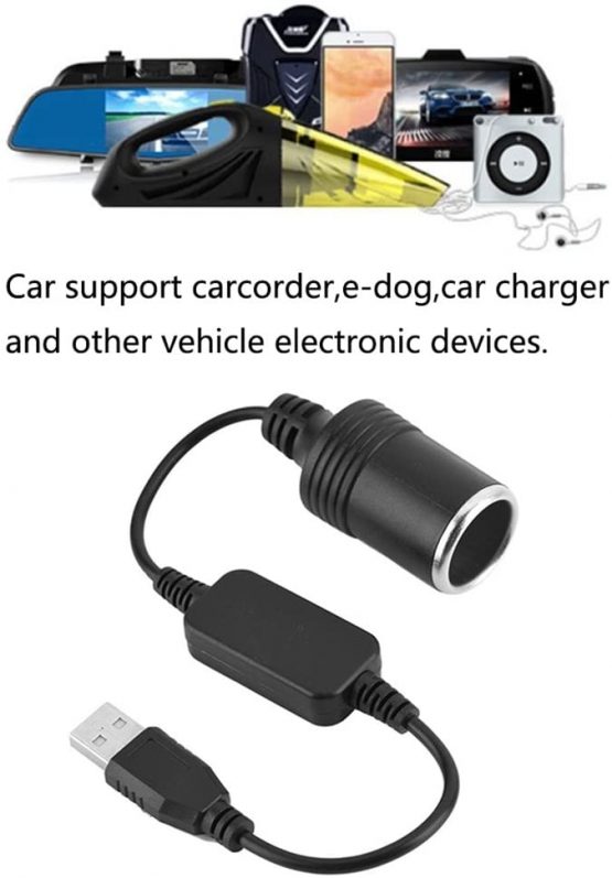 MeetUs 5V USB A Male to 12V Car Cigarette Lighter Socket Female Converter For Car Cigarette Lighters Driving Recorder DVR Dash Camera GPS(Below 8W),1.2m/47.24 inches - Image 4