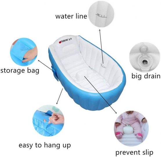 Locisne Baby Soft Bathtub Children Inflatable Anti-Slippery Swimming Pool Foldable Travel Air Shower Basin Seat Baths Big Size(for 0-3 Years) + air Pump - Image 2