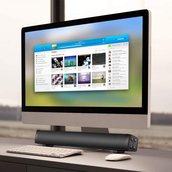 PC Soundbar, Wired and Wireless Computer Speaker Home Theater Stereo Sound Bar for PC, Desktop, Laptop, Tablet, Smartphone [RCA, AUX], Black - Image 2