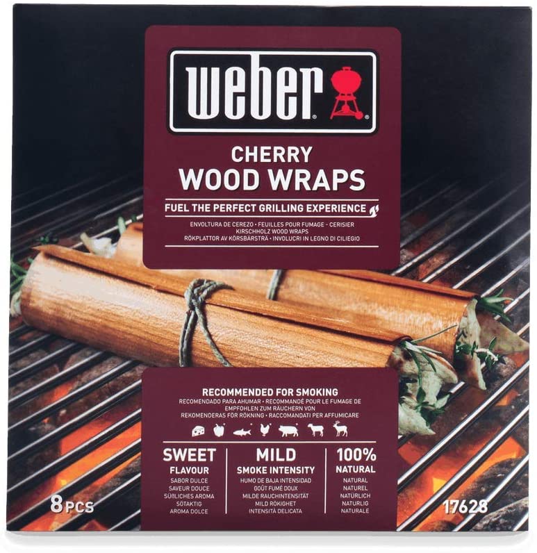 Weber Cherry Wood Wraps (8 Pieces), thin, fine wraps made from cherry wood, for wrapping grill food delicate smoke flavors