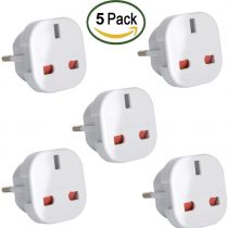 Travel Adapter - UK to EU Euro European adapter White Plug 2 Pin - Pack of 5