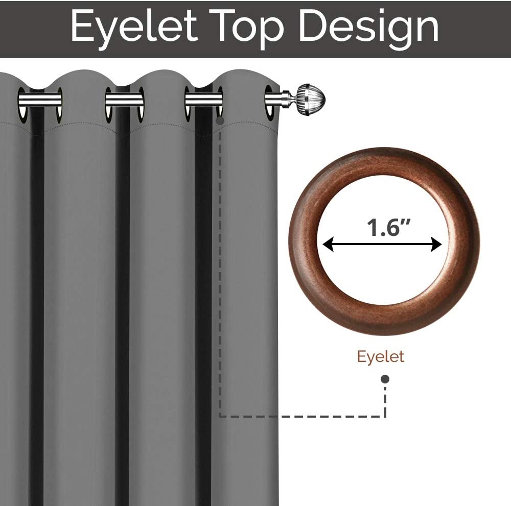 Utopia Bedding Blackout Curtains Grommet Thermal 2 Panels Drapes [Grey - Image 3
