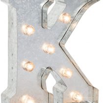Darice Metal Marquee Letter 9.875-inch, K, Galvanized Silver, 9"