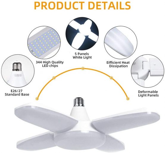 LED Garage Light 100W Workshop Lighting,Lacyie 10000LM Dimmable Color Change and Time Setting Strip Lighting Ceiling 6500k Nature Light Garage Ceiling Light - Image 3
