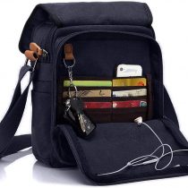 CHEREEKI Canvas Bag, Shoulder Bag Messenger Bag with Multiple Pockets (Hold 10 inch Tablet, iPad, Kindle)