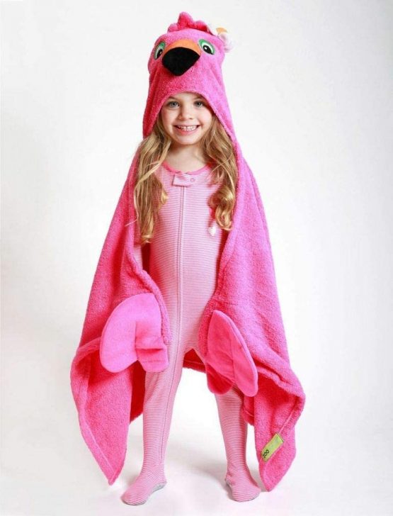 Zoocchini 100 Percent Cotton Kids Hooded Towel, Franny the Flamingo - Image 2