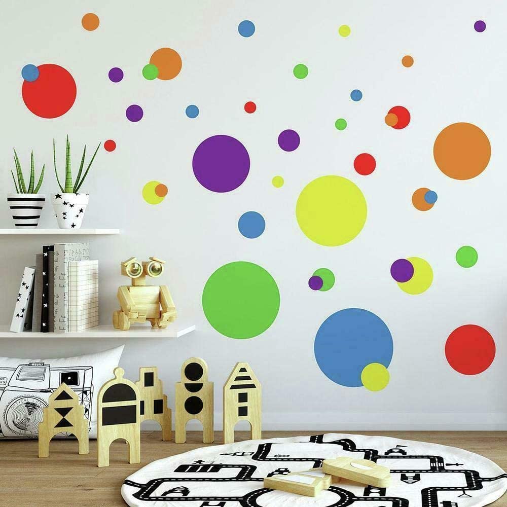 RoomMates Repositionable Childrens Wall Stickers Primary Dots, Primary Colors, (Pack of 1)