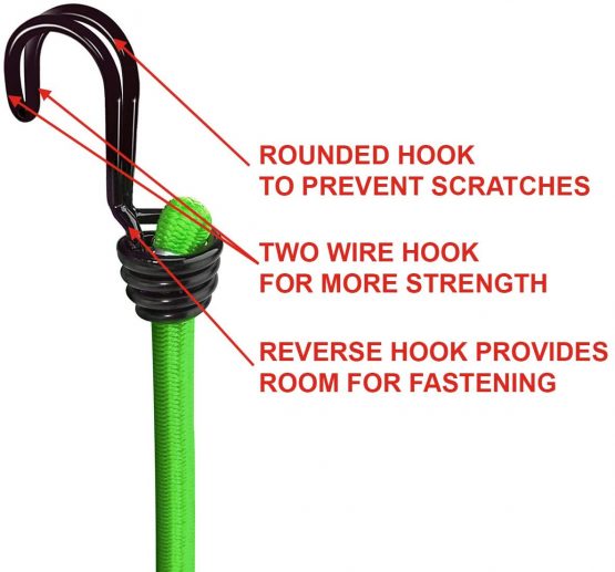 Master Lock 3021EURDAT Bungees with Reverse Hooks, Green, 80 cm Bungees, Pack of 2 - Image 4