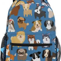 Boys Puppy Backpacks for School Blue Cute Dog Bookbags for Kids Teen Toddler Fashion Daypack Rucksack Travel Laptop Bag