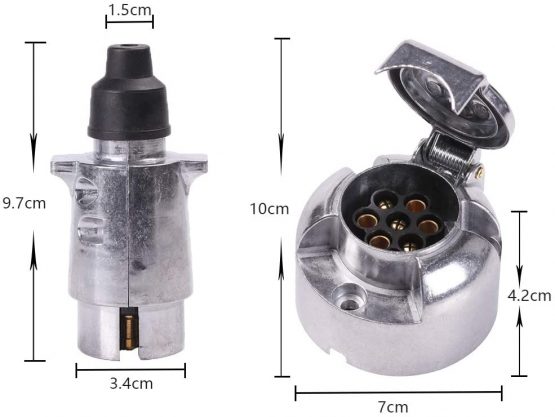 ETUKER 7 Pin Trailer Metal Plug Socket, 7 Way Aluminium Alloy Trailer Plug Socket Metal, 12V Metal Trailer Plug Socket Connector for/Caravan/Trailer/Truck/RV/Boat/Trailer Accessories - Image 2