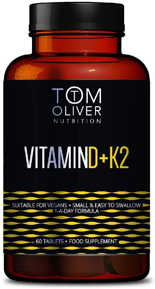 Tom Oliver Nutrition Vitamin D +K2 Capsules, 800iu, 60 Count, 60 count (Pack of 1)