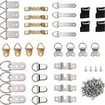 FEPITO 96 Pcs Photo Frame Hanging Hooks Kit, 9 Models Picture Hanger Hooks with Screws for Office Family Photo Picture Painting Hanging Assorted Types