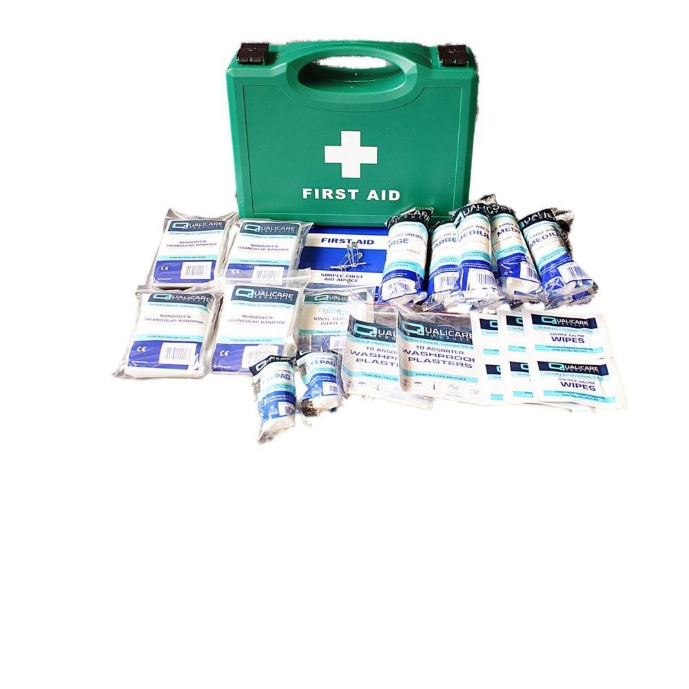 Qualicare HSE Emergency kit for 1-10 Person First Aid Kit Box, White, 48 Count (Pack of 1)