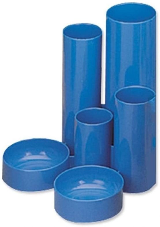 5 Star Office Desk Tidy with 6 Compartment Tubes Blue