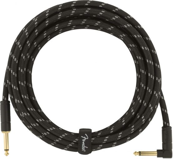 Fender 990820085 Deluxe Series Instrument Cable - 15 ft – STR/ANG – Black Tweed, 4.5m - Image 4
