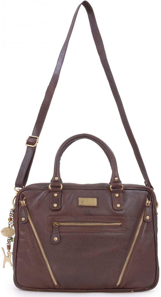 CATWALK COLLECTION HANDBAGS - Women's Leather Tote Shoulder Bag - Ladies Briefcase Work Bag - Additional Cross Body Strap - Tablet/Laptop Messenger Bag - SIENNA - Image 3