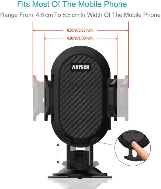 Arteck Car Mount, Universal Mobile Phone Car Mount Holder 360° Rotation for Auto Windshield and Dash, for Cell Phones Apple iPhone 13, 13 Pro, 12, 12 Pro, 11, 11 Pro, Xr, Xs, Android Smartphone, GPS - Image 3
