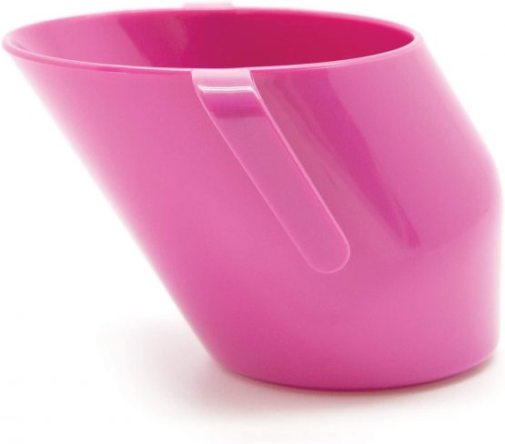 Doidy Cup - Training Sippy Cups for Toddlers & Babies - Unique Slanted Design Two Handles Baby Beaker - Great Weaning Cup for Milk, Water & Juice - Use from 3-6 Months to Toddler (Cerise)