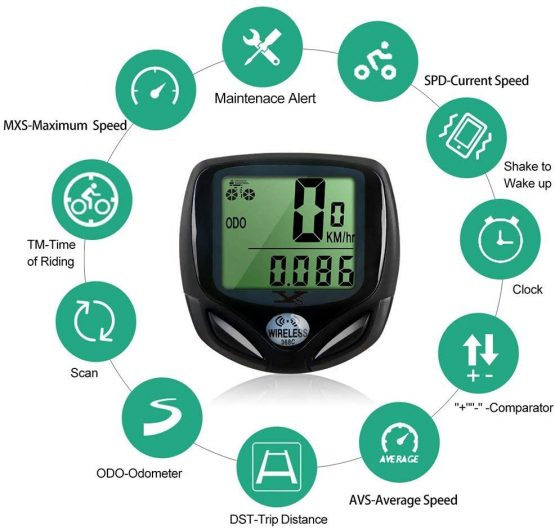 DINOKA Bike Speedometer Wireless, Waterproof Bike Computer and Bicycle Odometer with Automatic Wake-up Multi-Function LCD Backlight Display - Image 2