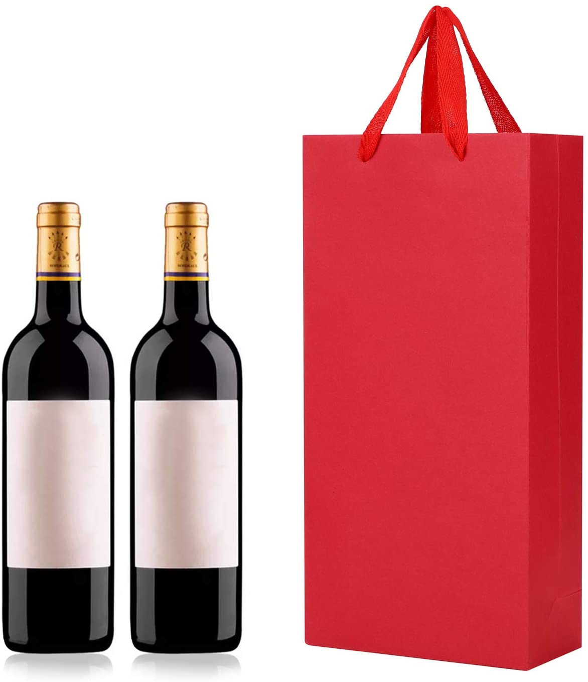 10pcs Wine Gift Bags Paper Champagne Carrier Bag Double Wine Bottle Storage Holder Tote Bag with Handle for Birthday Wedding Anniversary Celebration Party Favors
