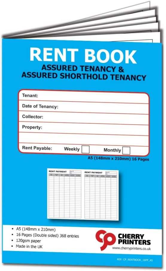 Cherry Tenants Rent Book - Assured Tenancy & Assured Shorthold Tenancy - Weekly/Monthly A5 16pages - Image 4