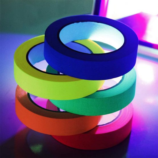 Fluorescent Cloth Tapes - UV Blacklight Reactive Neon Gaffer Tape for Glow Party Decorations/Holiday Supplies/Secures Cables 6 Colors 0.6 Inch x 16.4 Feet - Image 3