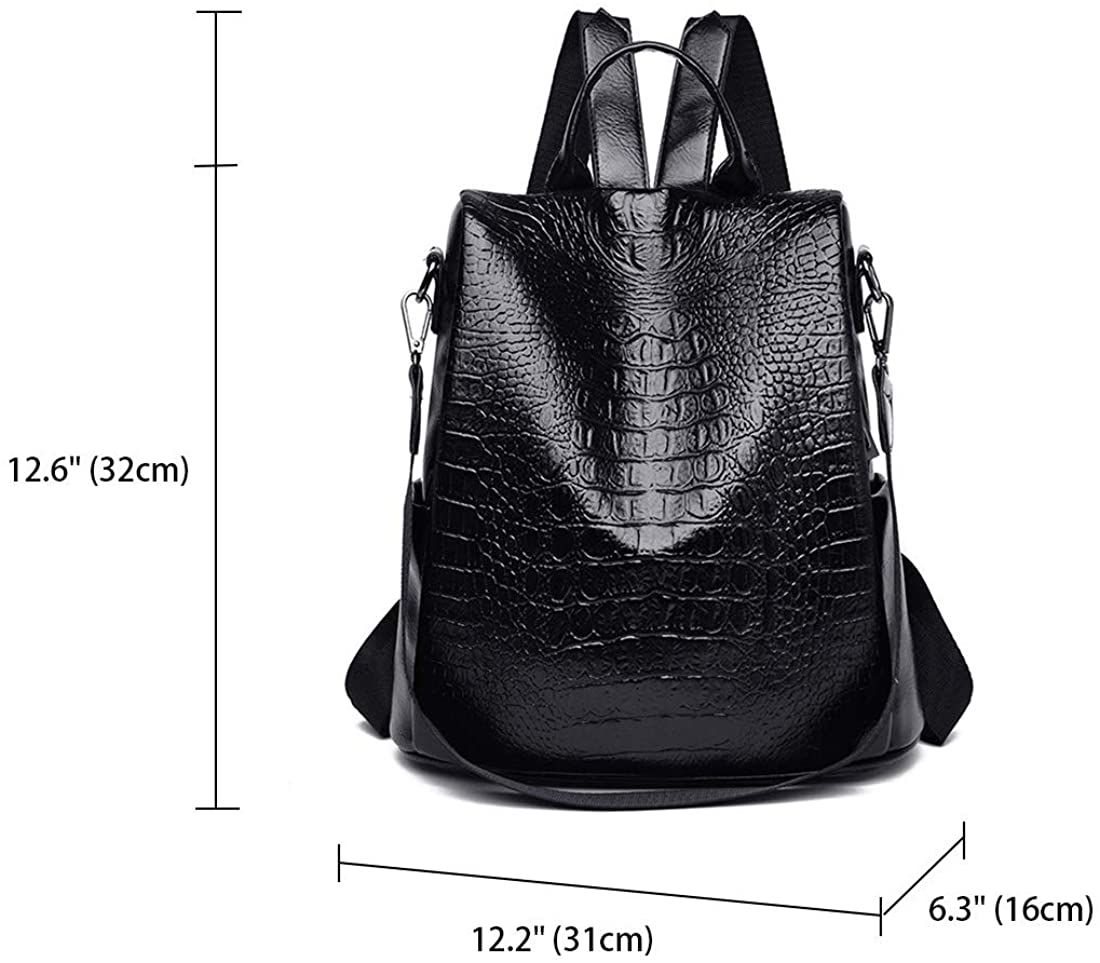 AINUOEY Womens Fashion Rucksack Backpacks Anti-Theft Totes Top-Handle Handbags Ladies PU Leather 76654 1pcs Set Black - Image 3