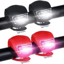 Chizea Bike Lights Front and Back, Headlight Taillight Bicycle Lights Set with Waterproof Silicone Housing For Cycling Safety