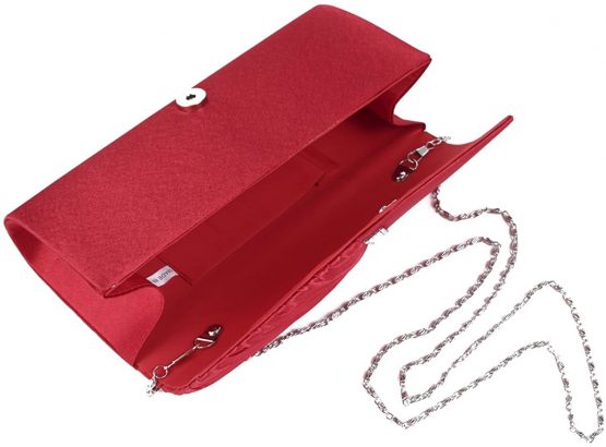 Damara Womens Pleated Crystal-Studded Satin Handbag Evening Clutch - Image 4
