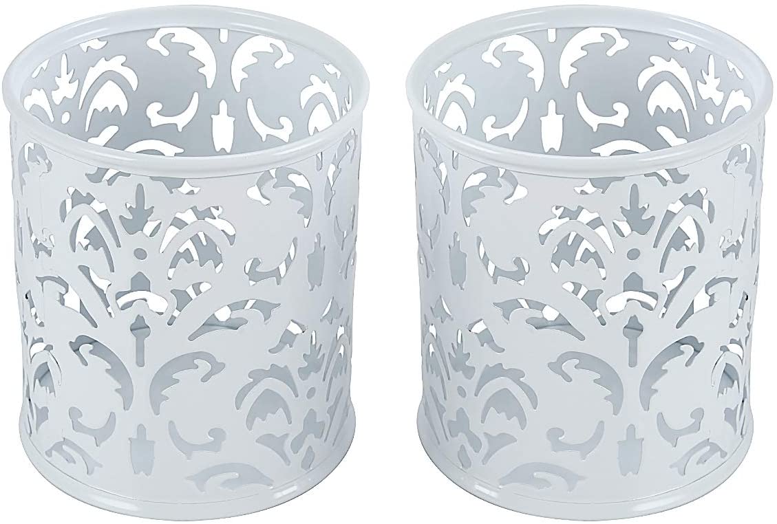 EasyPAG Desk Tidy Pen Pot Pencil Holder Makeup Brushes Storage Stationery Organiser,Pack of 2,White