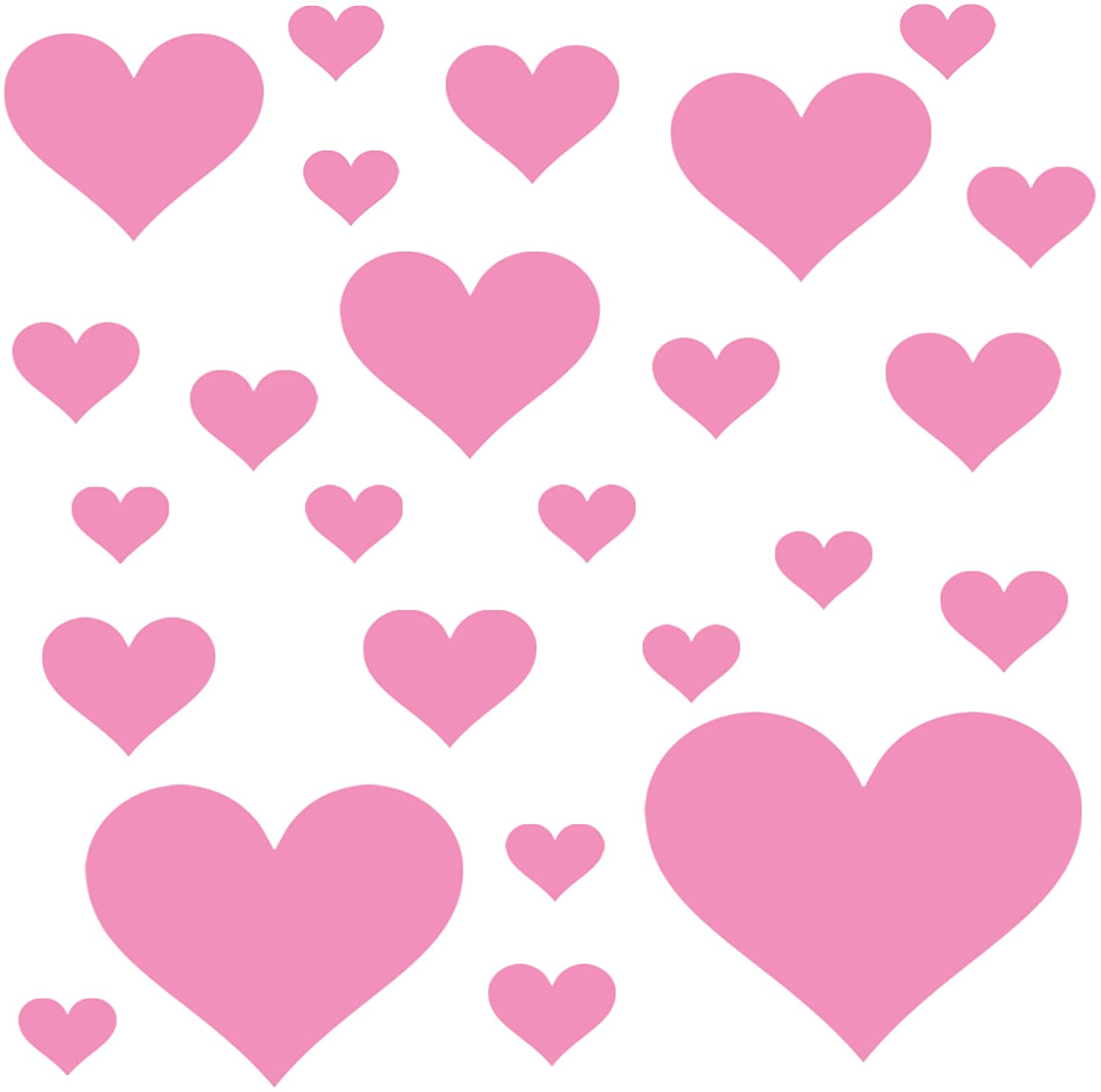 PREMYO Set of 32 Heart Wall Stickers Kids - Nursery Decor Easy to Apply - Decals for Bedrooms for Girls Rose Pink