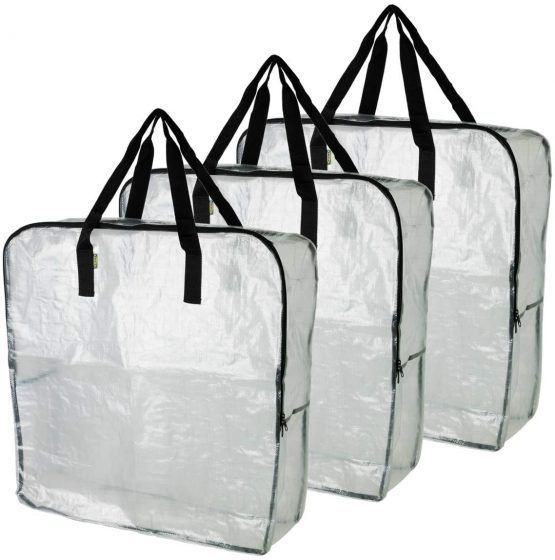 IKEA DIMPA 3 pcs Extra Large Storage Bag, Clear Heavy Duty Bags, Moth and Moisture Protection Storage Bags