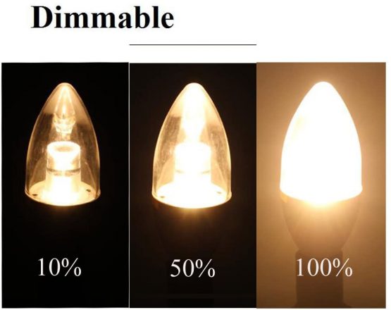 BAOMING Dimmable E14 LED Candle Bulb 5W (40W Equal), 2700 Kelvin Warm White SES C37 Small Screw Light Bulb, Clear, 220-240 Volt, Pack of 6 - Image 3