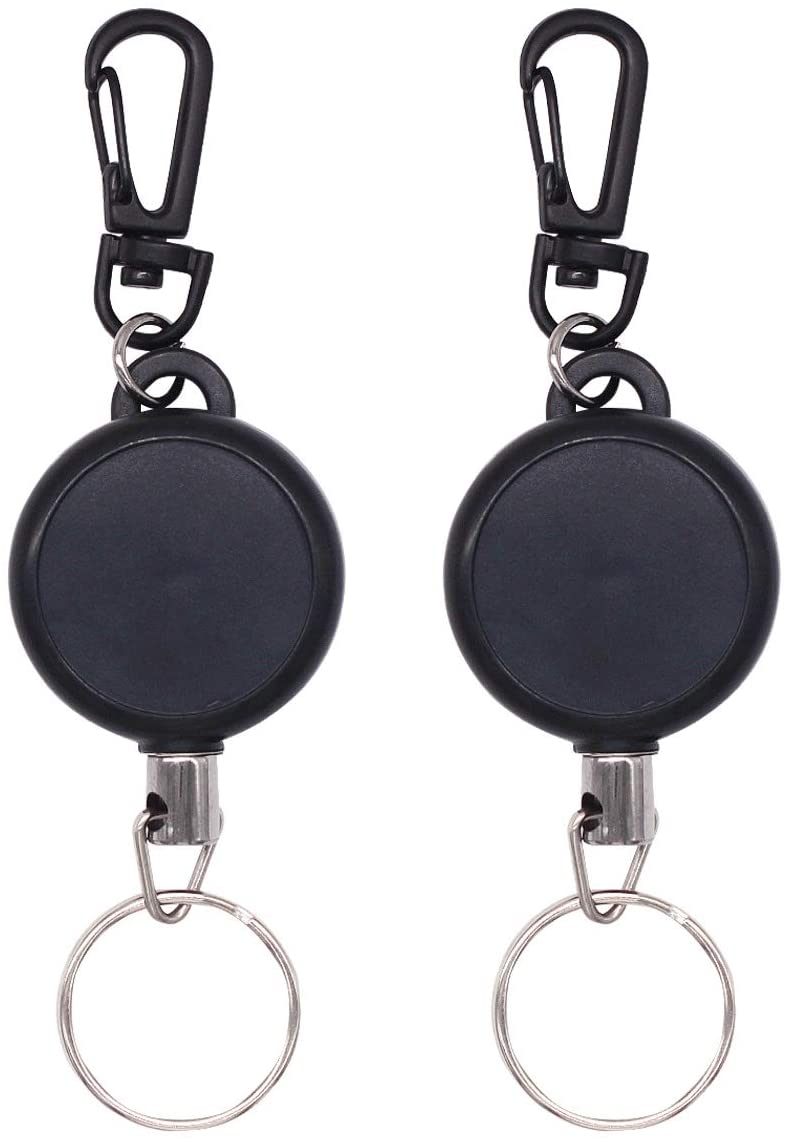 Natuce 2 Pieces Retractable Key Chain, Heavy Duty Key Reel with 23 inch Steel Wire Rope
