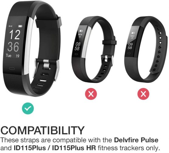 Delvfire ID115Plus HR Replacement Strap compatible with ID115Plus, ID115Plus HR and Pulse