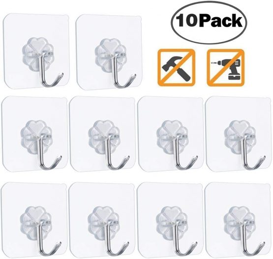 Self Adhesive Hooks Heavy Duty Stick on Hooks 10kg (Max) Strong Sticky