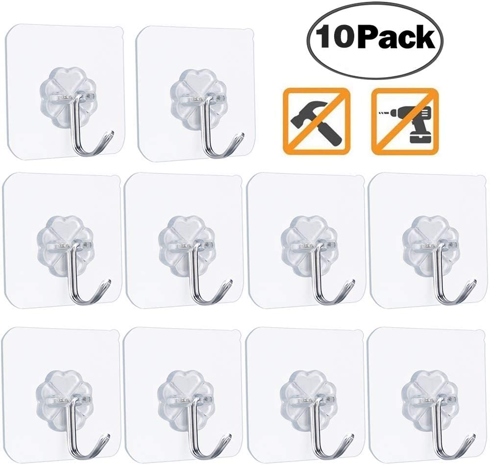Self Adhesive Hooks Heavy Duty Stick on Hooks 10kg (Max) Strong Sticky