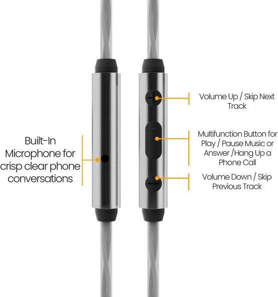 Betron ELR50 Earphones with Microphone, Noise Isolating Wired Headphones Earphones with Mic and Volume Control, Carry Case, Enhanced Bass, 3.5 mm Jack, Black - Image 3