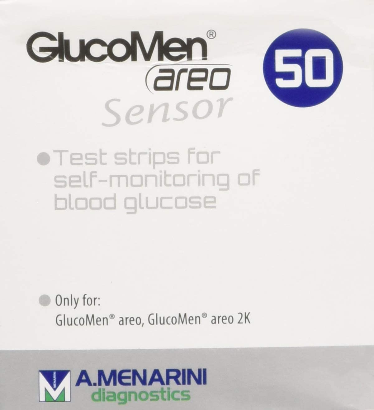 Menarini Glucomen AREO Glucose Diabetes Test Strips, 100 g, 50 Count (Pack of 1), White