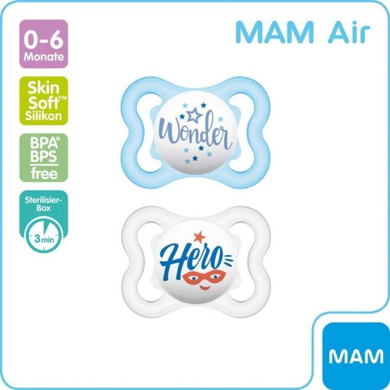 MAM Day & Night "Skin Soft" Silicone Dummy 0-6 // Neutral // Set of 4 // Includes 2 Sterilised Transport Boxes - Image 2