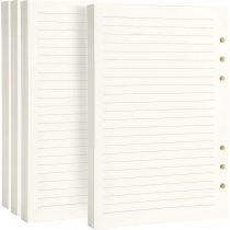 FANDAMEI 4 Packs A5 Refills Paper - 360Pages/ 180 Sheets 6 Hole Punched Paper, Filofax Clipbook A5 Refills Inserts Paper, Refillable Notebook Planner Lined Paper for Organiser Refills in Office School
