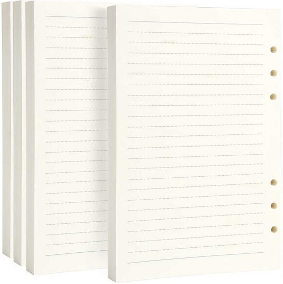 FANDAMEI 4 Packs A5 Refills Paper - 360Pages/ 180 Sheets 6 Hole Punched Paper, Filofax Clipbook A5 Refills Inserts Paper, Refillable Notebook Planner Lined Paper for Organiser Refills in Office School