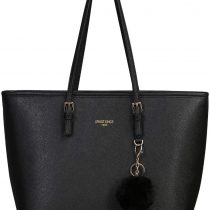 URAQT Women Handbag Tote Bag, 15.6 InchPU Leather Shoulder Bag Laptop Bags with Adjustable Handle, Lightweight Stylish Designer Large Black Handbags for School Work Travel