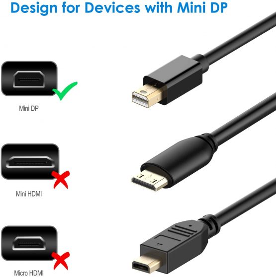 Rankie Mini DisplayPort (Mini DP) to HDMI Cable, 1.8 m, Black - Image 2