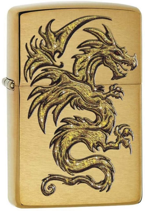 Zippo Unisex's DRAGON DESIGN Windproof Lighter, Gold Brass, regular