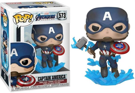 Funko 45137 POP Marvel: Endgame- Captain America w/BrokenShield & Mjolnir Avengers Capt A w/BrokenShield&Mjolnir Collectible Toy, Multicolour - Image 3