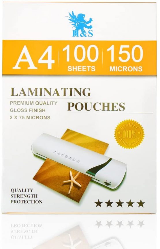 H&S 100 x A4 Laminating Pouches 150 Micron (2 x 75 Micron) Gloss Laminator Pouches Sheets Glossy Laminate Pouch - Image 2
