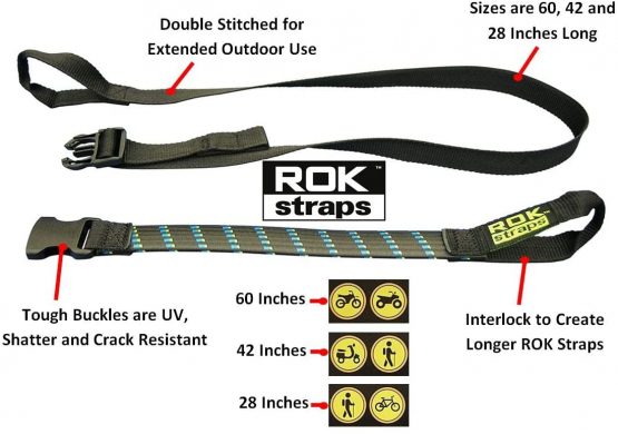 Rok Motorcycle Adjustable Strap Straps - 18"-60" (Twin Pack) - Image 2