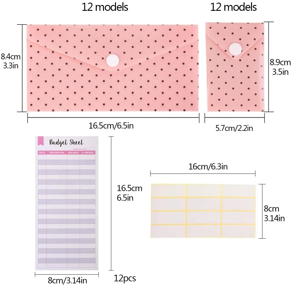 12 Pack Cash Budget Envelopes System Waterproof Reusable Plastic Cash Envelope 12 Pack Plastic